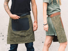 waist leather apron, canvas apron, kitchen leather apron, bartender apron, restaurant apron