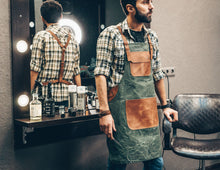 Personalized Apron, Waxed Canvas Apron, green brown apron