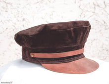 sude and Leather hat, leather beret, brown leather hat, leather women's beret, leather ladies caps, suede hat, leather Greek Fisherman Hat