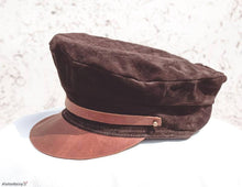sude and Leather hat, leather beret, brown leather hat, leather women's beret, leather ladies caps, suede hat, leather Greek Fisherman Hat