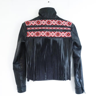 Leather Fringe Jacket/ Boho Chic Leather Jacket / Gypsy leather jacket/ ethnic jacket/ leather boho jacket, Coachella leather jacket
