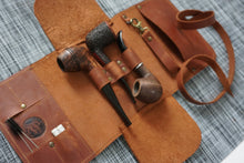 Leather Pipe Roll Tobacco Pouch Personalized Travel Roll for 2-3 pipes Custom Leather Pipe Roll Tobacco Smoking Pipe Roll Pipe Tobacco Pouch