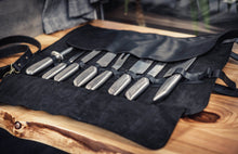 chefs black leather knife roll