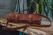 brown leather knife roll, chefs bag, Leather chefs knife roll, Personalized knife Case, Brown leather chefs bag