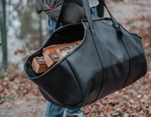 Log Firewood Carrier with sides | Black Log Tote Bag | HandMade by Fashion Racing