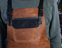 split leg leather apron - handmade by Fashion Racing. Genuine leather and black leather