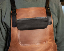 Brown leather apron - large pocket