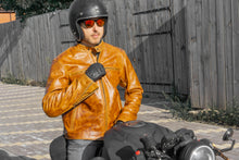 Men's Brown Leather Motorcycle Jacket, Handcrafted by Fashion Racing, Cafe Racer classic style