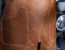 split leg leather apron - handmade by Fashion Racing. Genuine leather and black leather