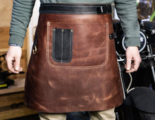 Leather half apron with pockets. Brown & black genuine leather, Half Waist Waterproof Leather Waxed Canvas Adjustable Work Apron for woodwork/barber/blacksmith/bartender/shop/barista,FREE Custom Engraving