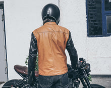 Men's Cafe Racer Jacket | Tan & Black Leather | Slim Fit | Handmade