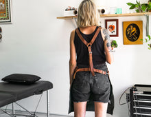 leather apron brown straps