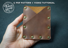 Leather Card Holder PDF Pattern Video Tutorial, Leather Work Pattern, Minimalist Front Pocket Wallet DIY, No Stitch Rivet Card Case Template