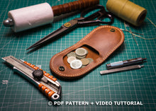 Tools for create the Leather Coin Purse Wallet: 1 Sharp tailor's scissors 1 Сutter / Stationery knife Hole puncher 3 mm Stitching chisel 1 (Stitching Lacing Chisel 5mm) or Awl 2 needles 1 Hammer Paper tape Glue