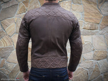 Men's Motorcycle Jacket, Brown Leather, Handmade by FASHION RACING