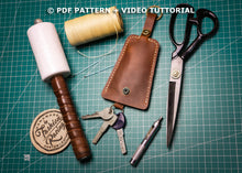 Leather Keychain, Tools, Pattern, Sharp tailor's scissors or cutter / stationery knife Hole puncher 3 mm Stitching chisel 1 (Stitching Lacing Chisel 5mm) or Awl 2 needles 1 Hammer Paper tape Glue
