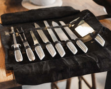 Chefs Leather Knife Roll, Black Knives Bag