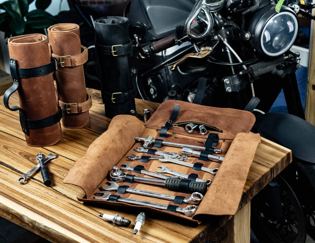 Leather Tool roll | Motorcycle tool roll up | Wrench roll bag