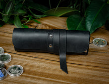 Black Leather Coin Roll Up