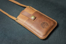 phone bag brown leather handcrafted