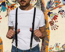 Black leather suspenders