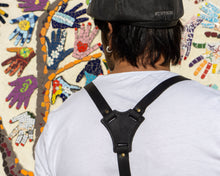 black leather suspenders with hooks trigger snap