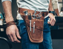 Brown leather Garden tool belt, Florist holster, Hairdressing tool belt