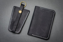 Black Leather Wallet & Keychain Holder Case