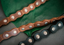 Leather Bike Chain Keychain black brown
