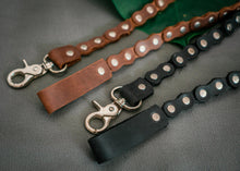 BLACK CHAIN KEY HOLDER, brown leather bike chain keychain, belt loop keychain