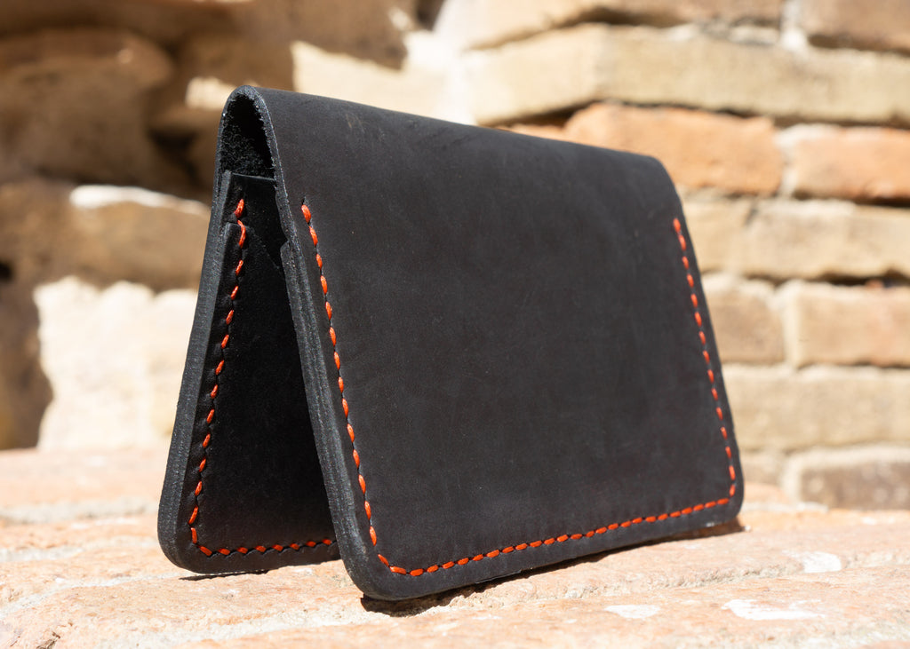 Leather Folding Card Wallet - Handmade Leather Business Card Holders