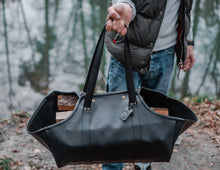 Log Firewood Carrier with sides | Black Log Tote Bag | HandMade by Fashion Racing