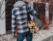 Waxed Canvas Log Carrier | Firewood Carrier with Leather Straps