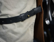 split leg leather apron - handmade by Fashion Racing. Genuine leather and black leather