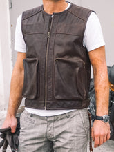 motorcycle brown leather vest