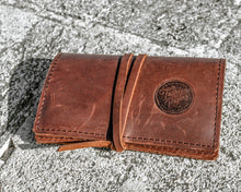 Personalized brown leather tobacco pouch