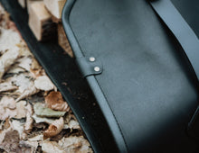 Firewood Log Carrier, Black Leather, Handmade by Fashion Racing