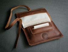 brown leather rolling tobacco pouch case
