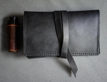 black leather rolling tobacco pouch