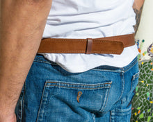 Brown leather barber tool belt back part