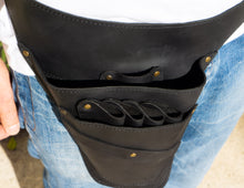 black leather tool belt florist barber