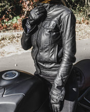 “Trucker” Women’s Black Leather Jacket, Motorcycle ladies jacket