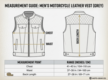 Gray Leather Motorcycle Vest — Diamond Quilted Biker Waistcoat