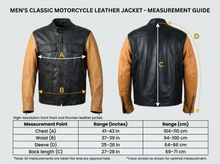 Giacca da motociclista Cafe Racer in pelle – Giacca da motociclista in pelle bovina marrone chiaro e nera, realizzata a mano di alta qualità, taglia 50 | Fashion Racing (M)