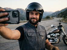 Gray Leather Motorcycle Vest — Diamond Quilted Biker Waistcoat
