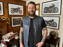 Gray Leather Motorcycle Vest — Diamond Quilted Biker Waistcoat