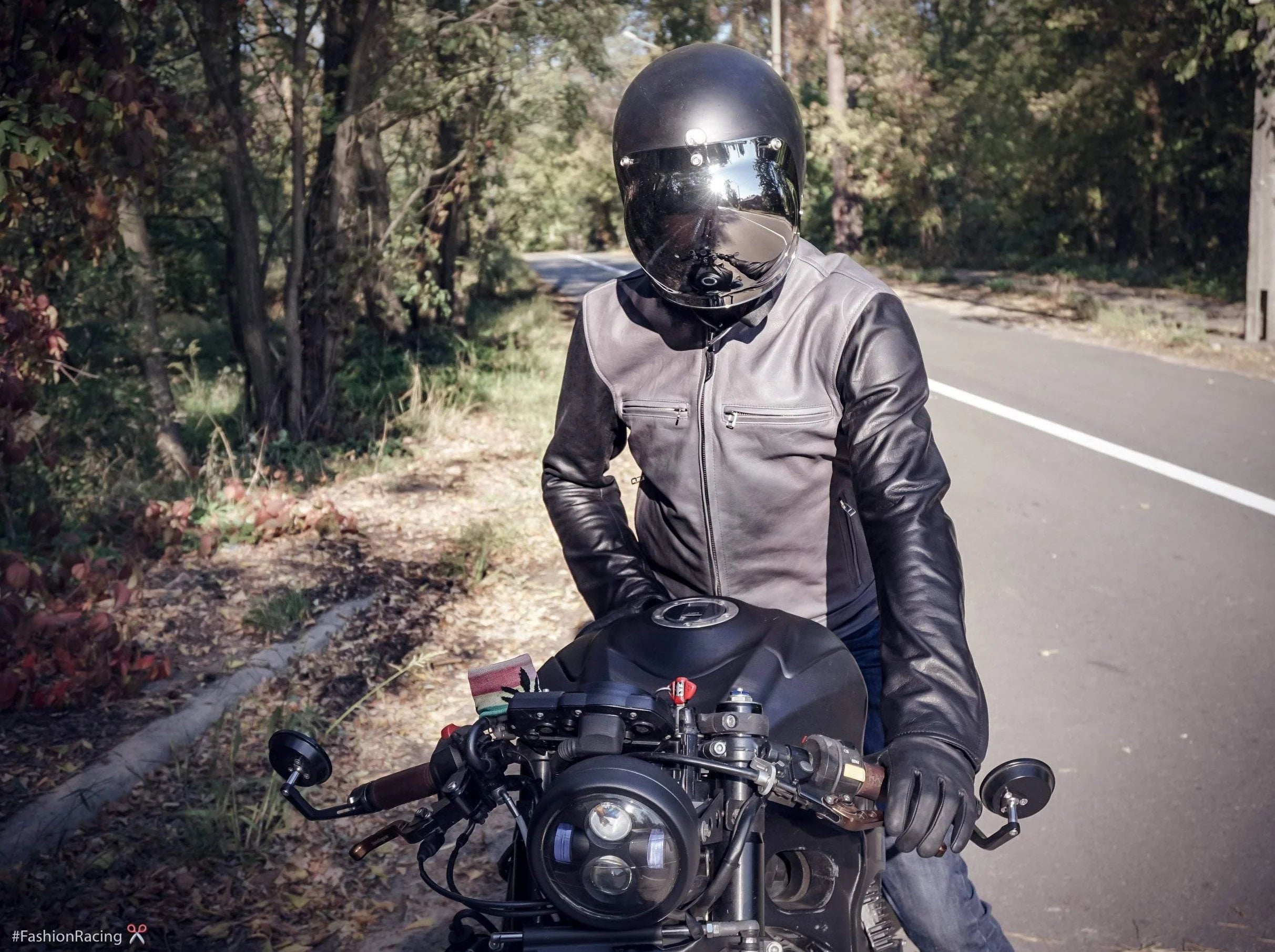 custom motorcycle gear Santa Muerte Men’s Leather Motorcycle Jacket