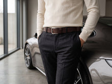 Burgundy Leather Belt — Oxblood Full Grain, Distressed Silver Buckle