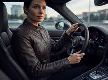 Damen Motorrad Lederjacke | Cafe Racer-Stil | Schwarzes Leder