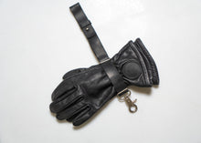 black leather gloves with brown holder strap – FashionRacing handcrafted